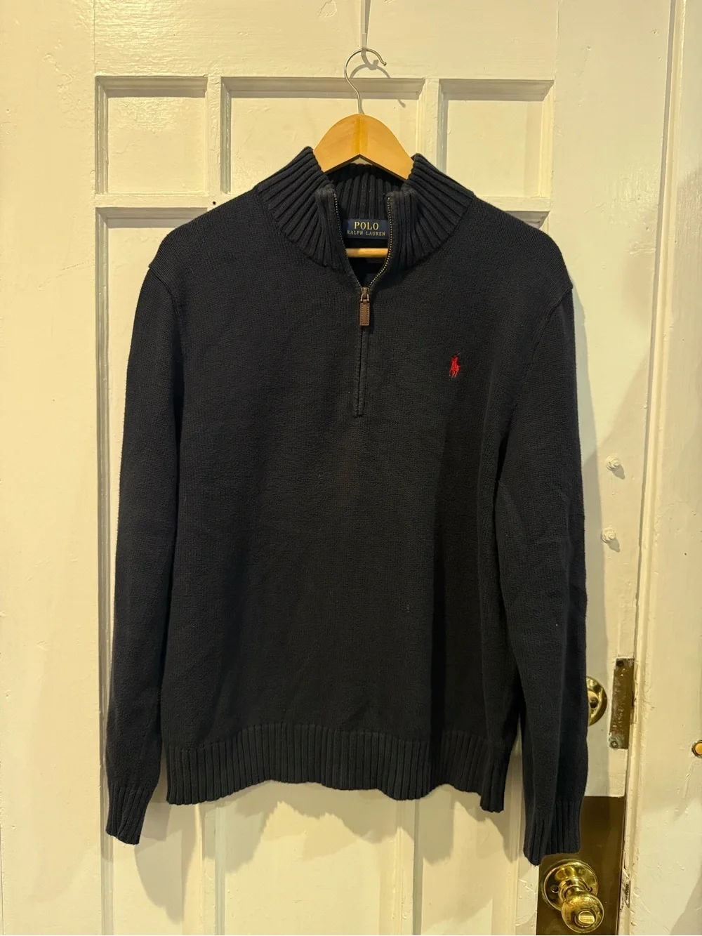 Polo by Ralph Lauren Navy Half-Zip Sweater with Red Pony